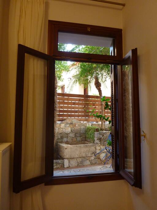 the bedroom window looks onto the garden