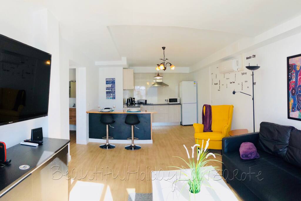 Living room with kitchen area
