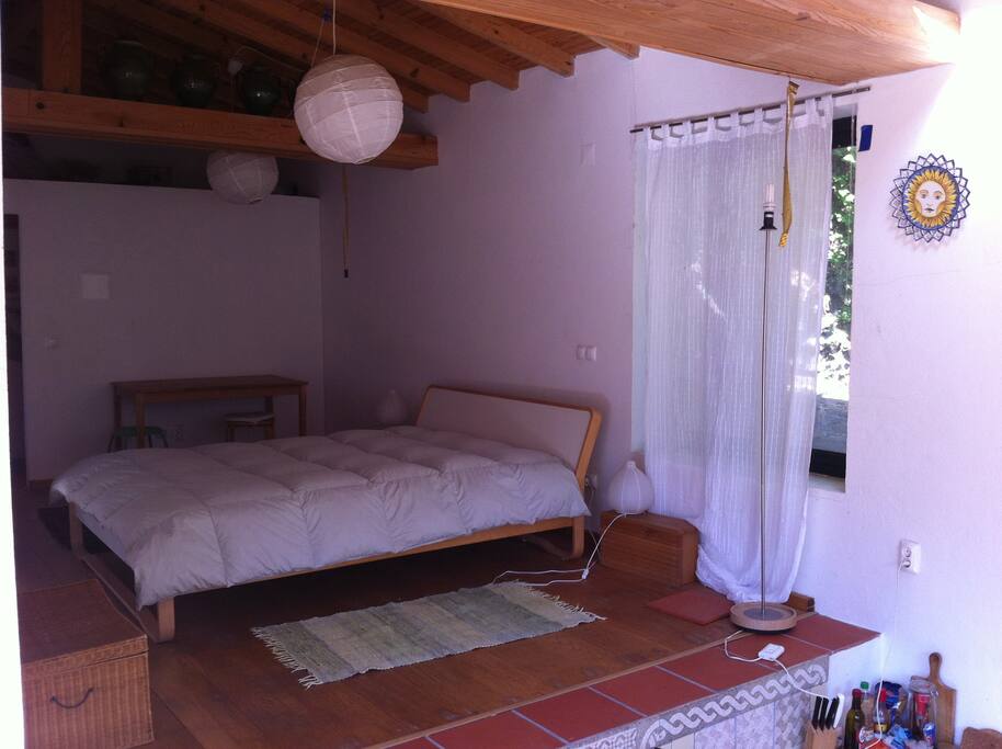 Cool restful bedroom.