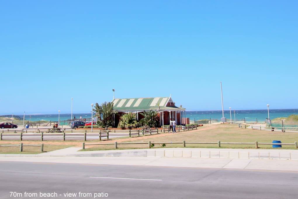 Beach ablutions and parking lot across the road
