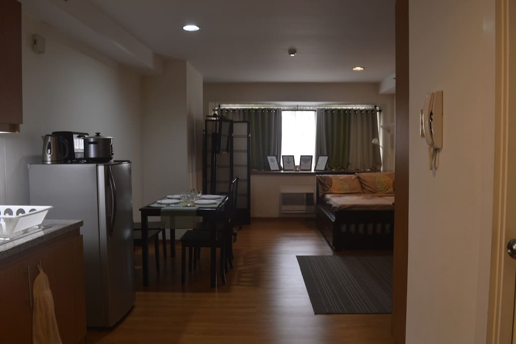 The spacious studio unit is fully furnished, with all the things you need for a comfortable stay.