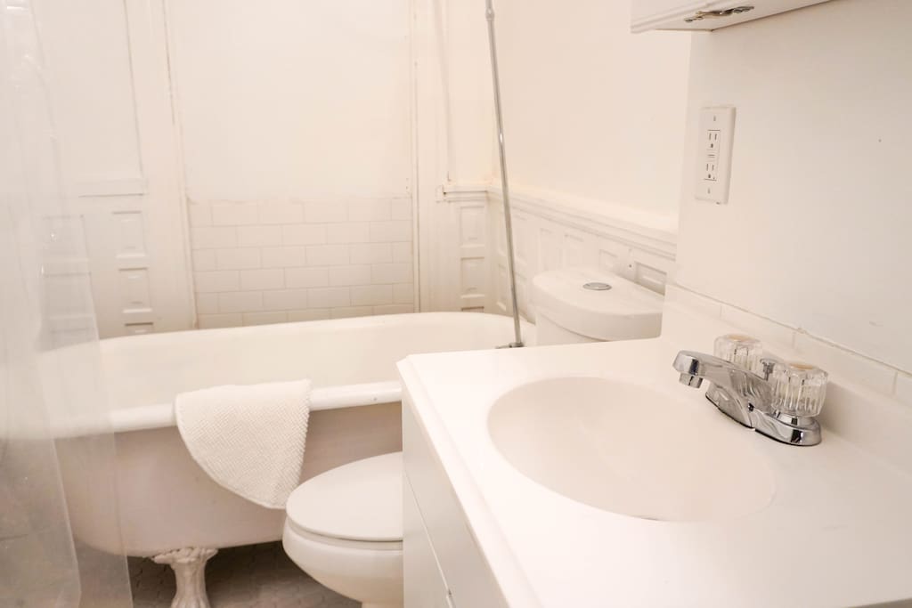 Two full bathrooms with soaking tubs.