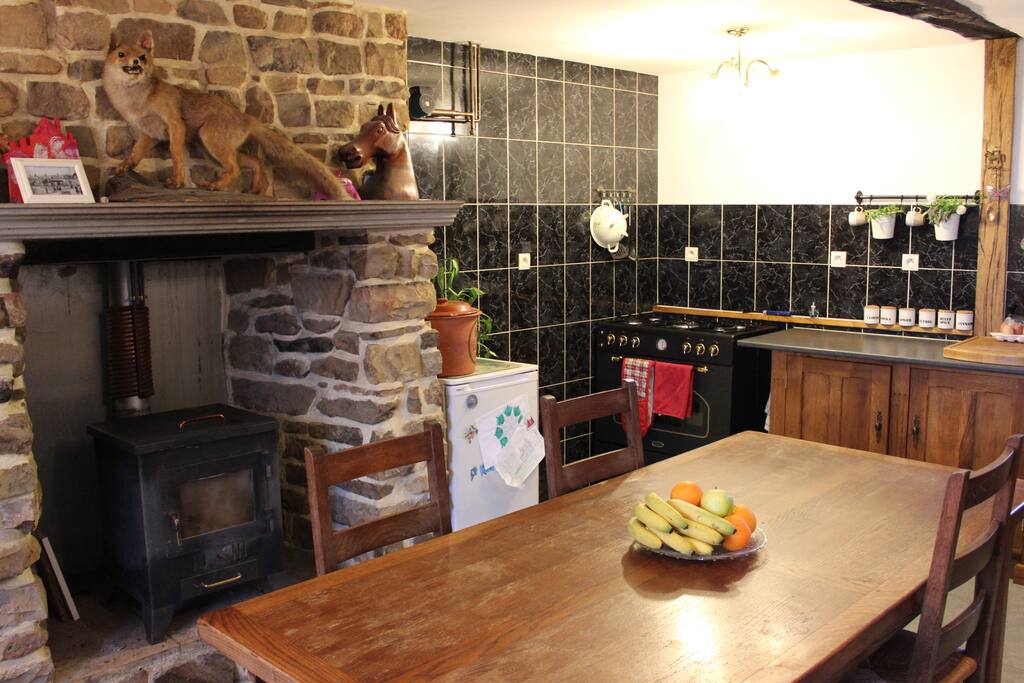A cosy log burner in the winter.