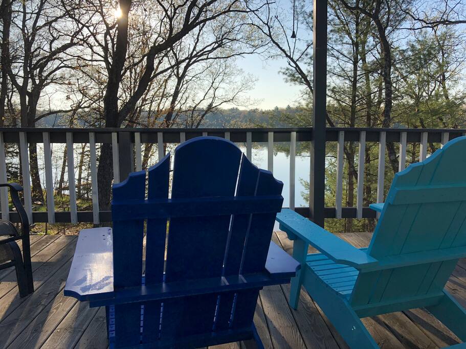 Large deck overlooking lake