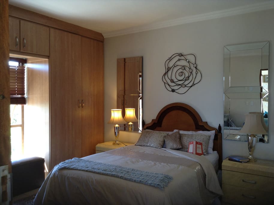 Queen-sized bed with ample closet space