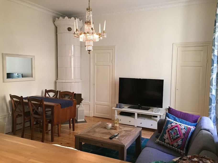 Living room with dining table