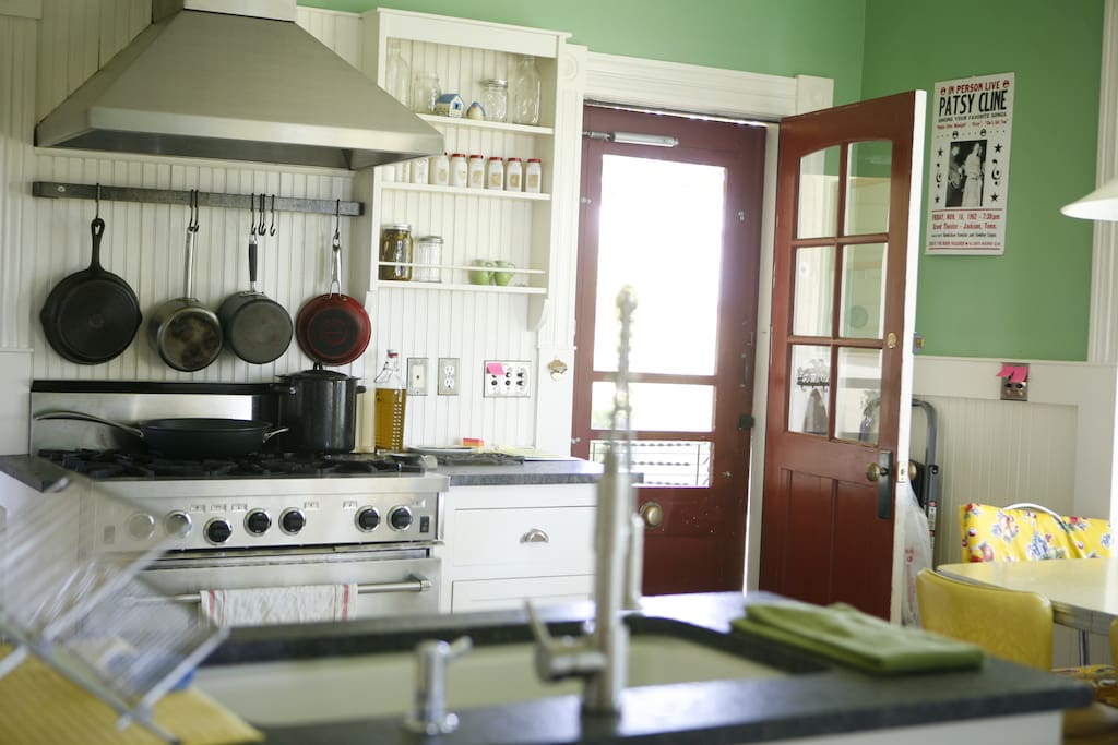 Brightly lit cheery kitchen