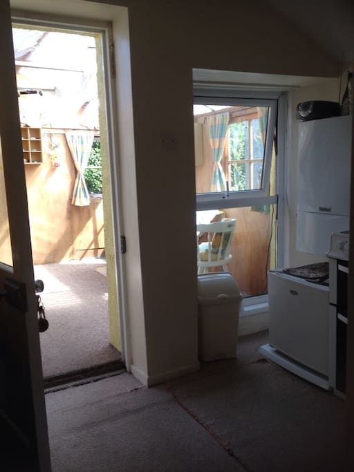 View of sun room from kitchen