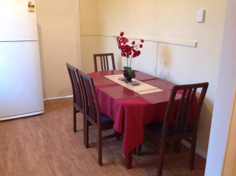 Modern Appliances and Comfortable Dining.
