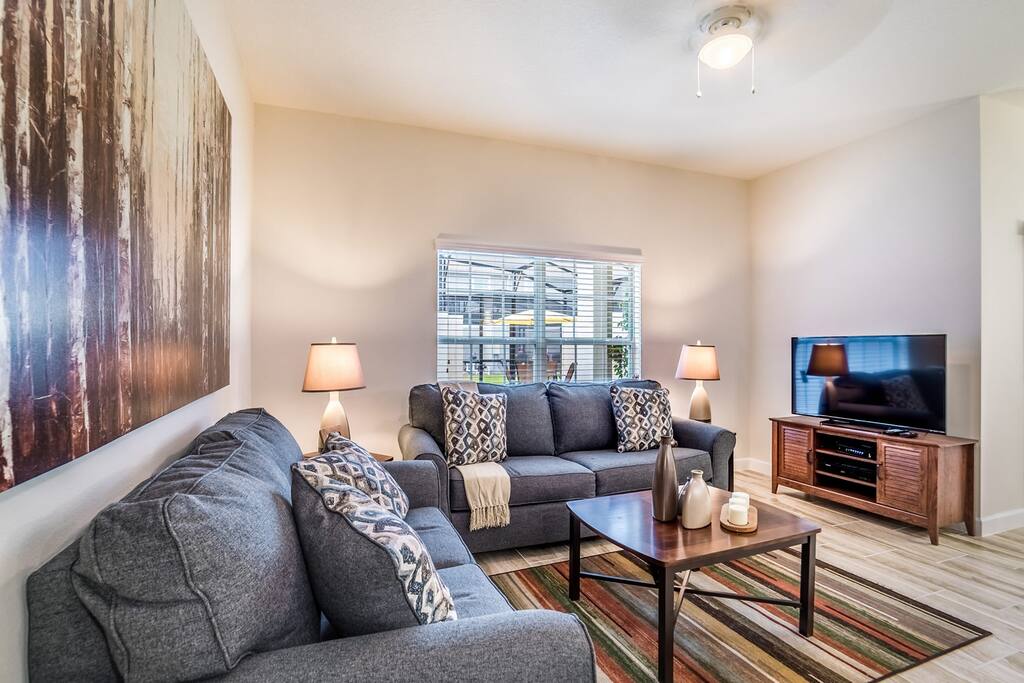 Comfortable living room with flat screen TV