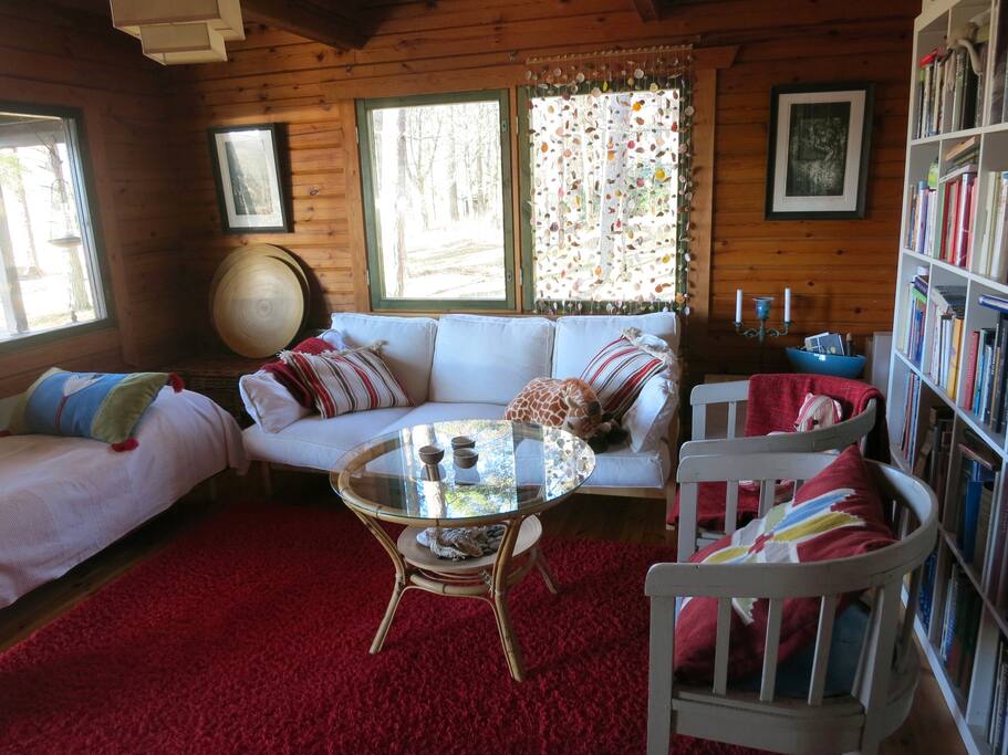 Fireplace room, extra bed for one if needed - morning light, early spring.