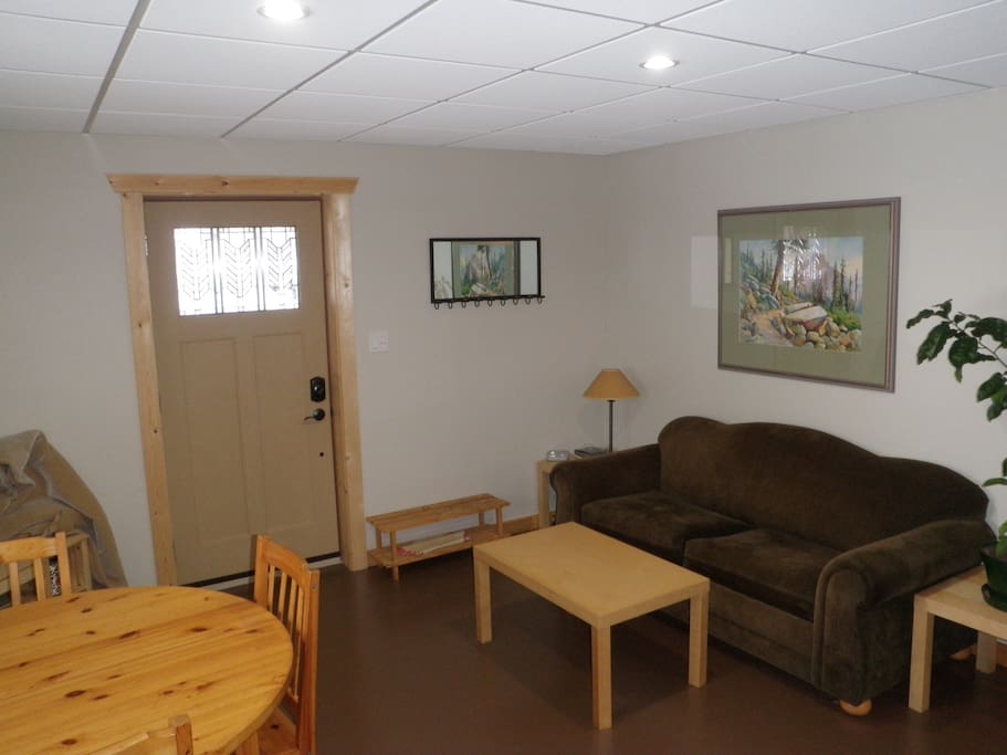 Living area inside the suite door.