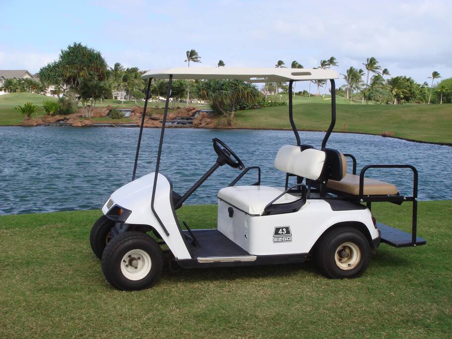 You'll enjoy using our golf cart to get around the Ko Olina Resort. It is a must have to take your beach items to the lagoons!