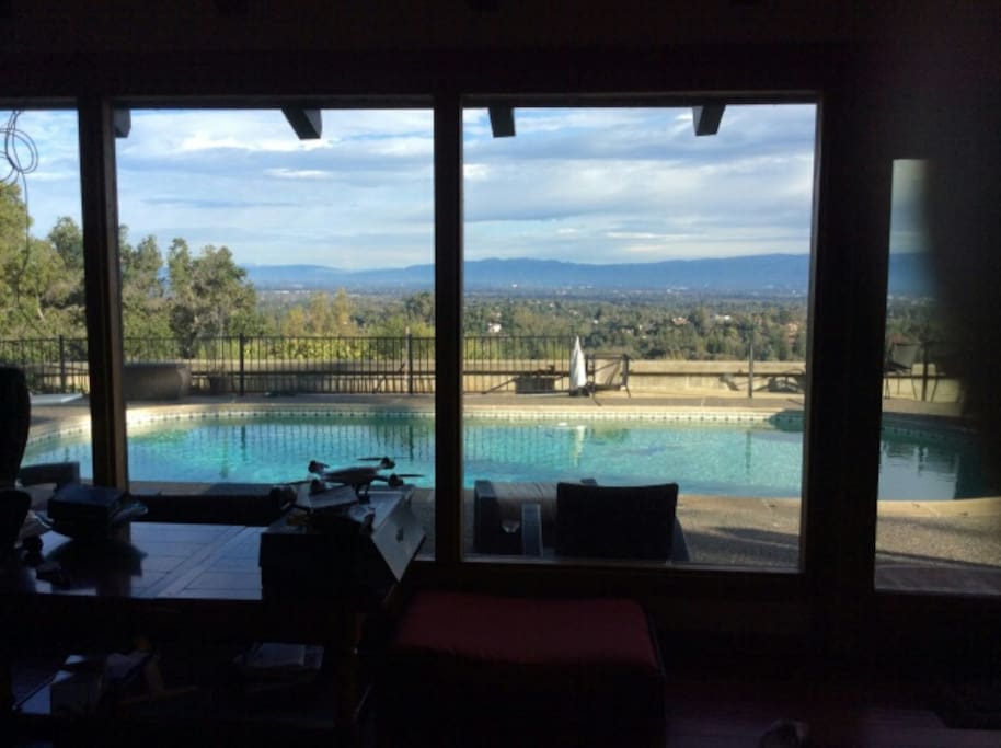 View from family room to backyard/pool area