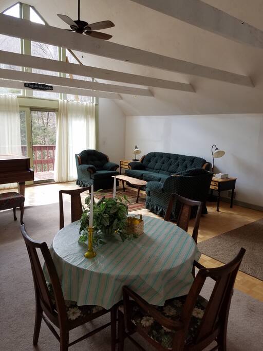 Open dining/kitchen/living