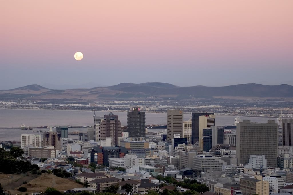 Early evening view over the city from the house