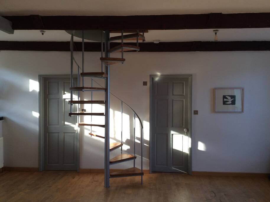 spiral staircase in front room