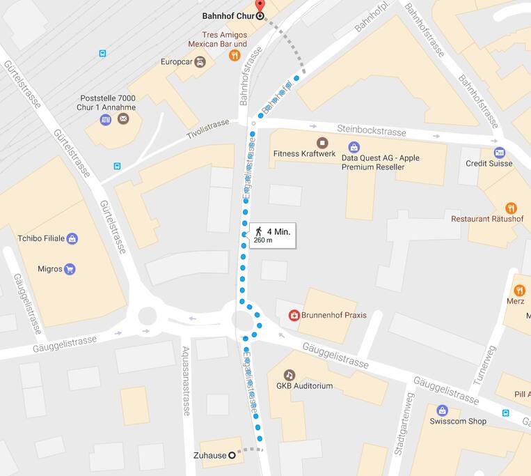 the way from the trainstation 5 minutes