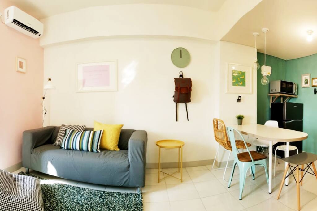 Spacious living room and dining room. With very comfortable sofa, beanbag and every stuffs are new!