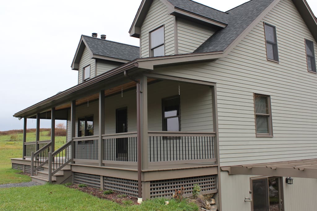 Front of house and front porch. (There's now a porch swing here as well)