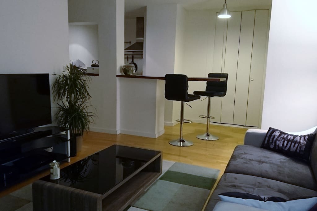 Coin séjour avec bar