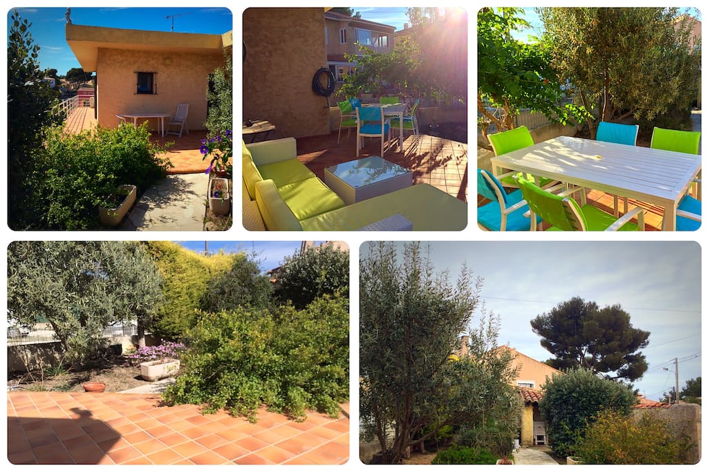 Cosy patio and terrace for relaxing and dining - Espaces extérieurs agréables pour le farniente et les repas