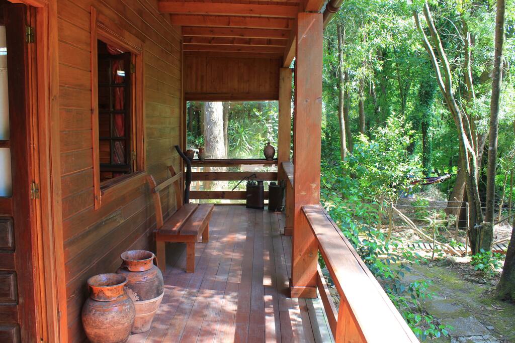 Wood house balcony