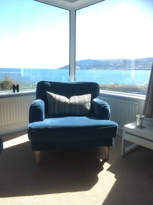 Lounge window looks right on to the sea