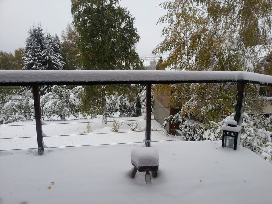 La vue sur le terrain depuis la terrasse. Photo prise en novembre 2018.