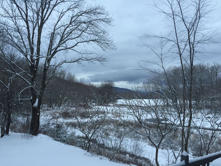 Snow covered river view.