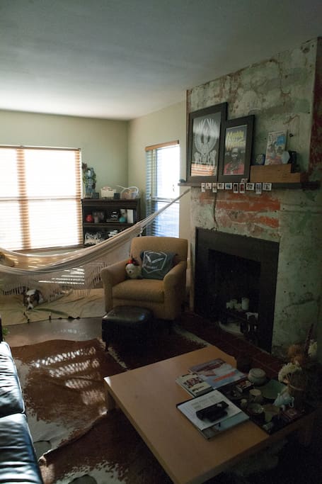 The hammock and living room in the afternoon