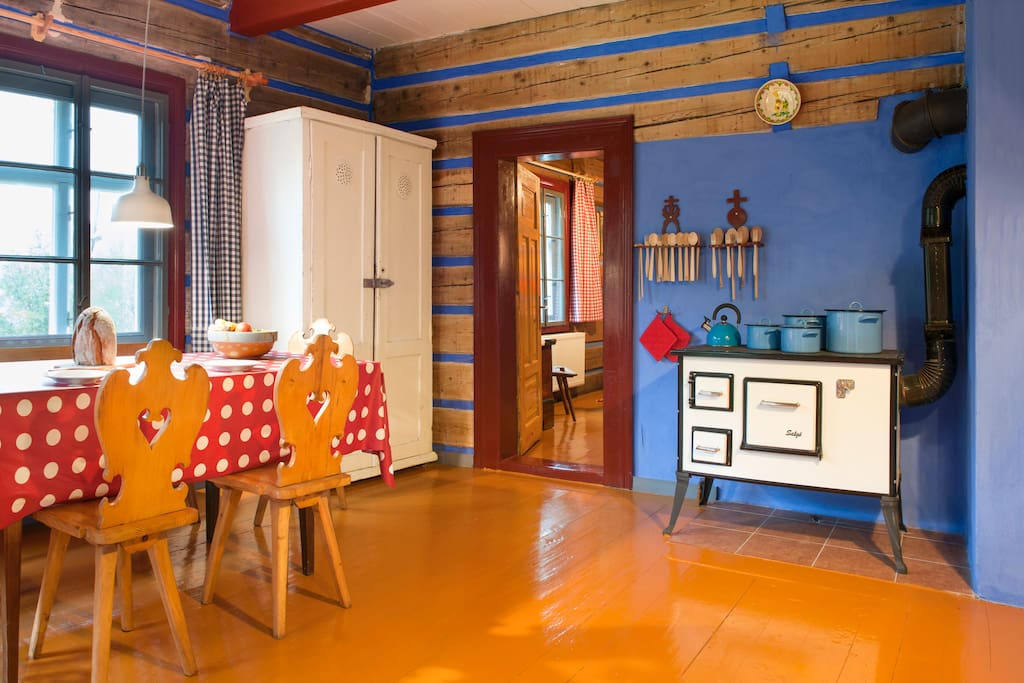 kitchen (also has modern cooker but the wood stove is new and works too)
