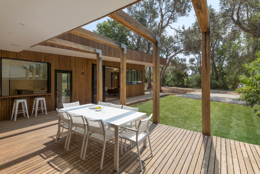 Outdoor dining with BBQ and servery window