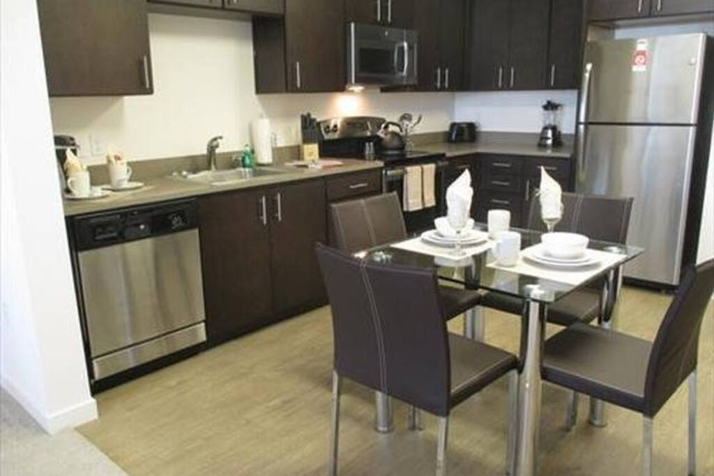 Dining area with seating for four, where you can dine in comfort
