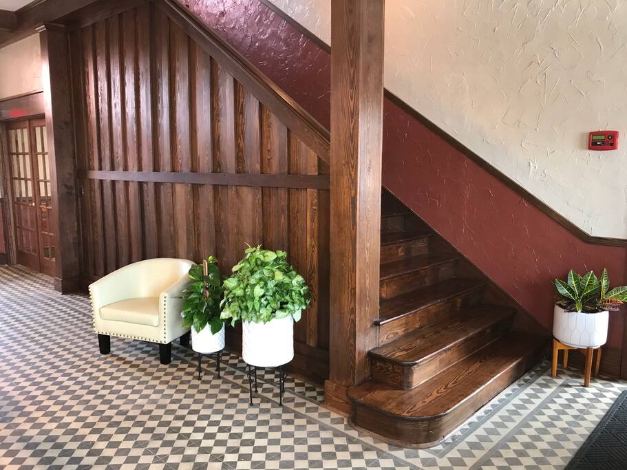 Historic woodwork in the lobby.