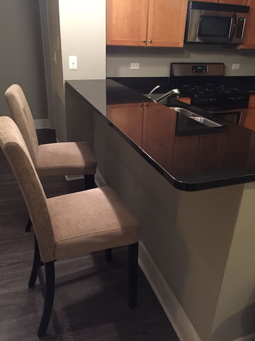 bar and stools for dining