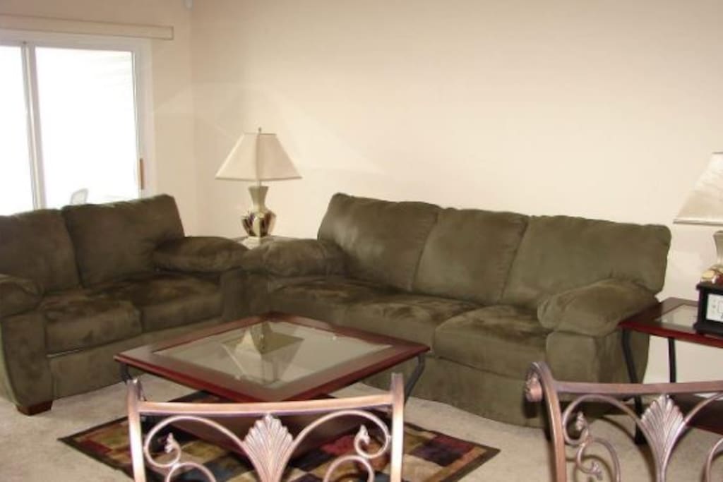 Living room (breakfast bar chairs in foreground)