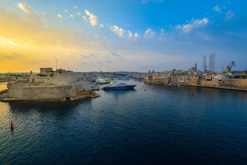 The majestic grand harbor of valletta ( view as you walk out the door)