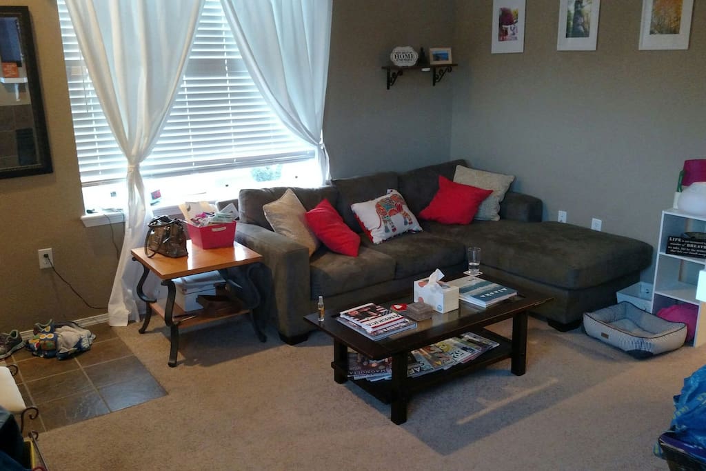 Shared living room area for reading, conversation or movies.