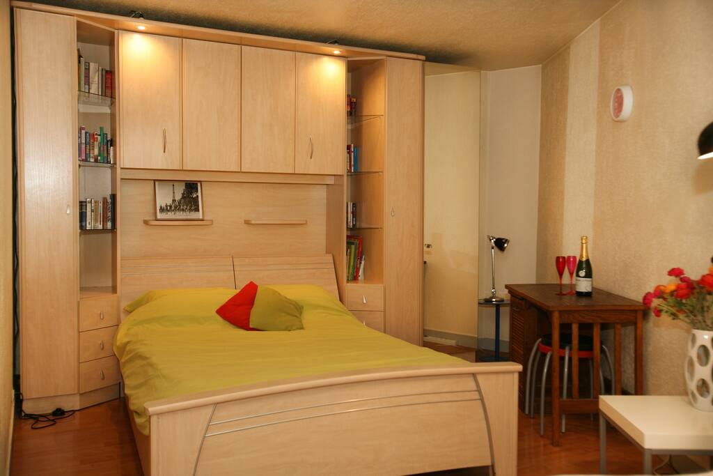 Bed with desk