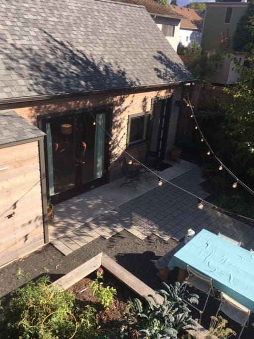 guest house and courtyard from above