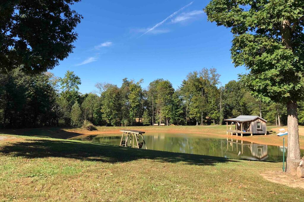 Pond and cabin