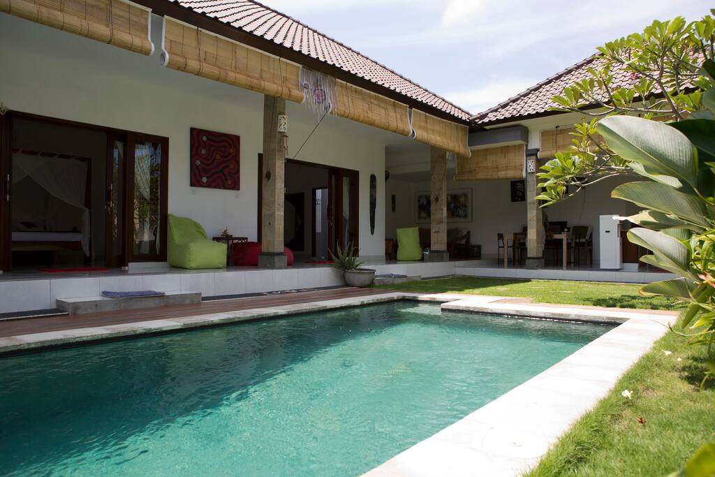 Swimming pool, garden, rest space