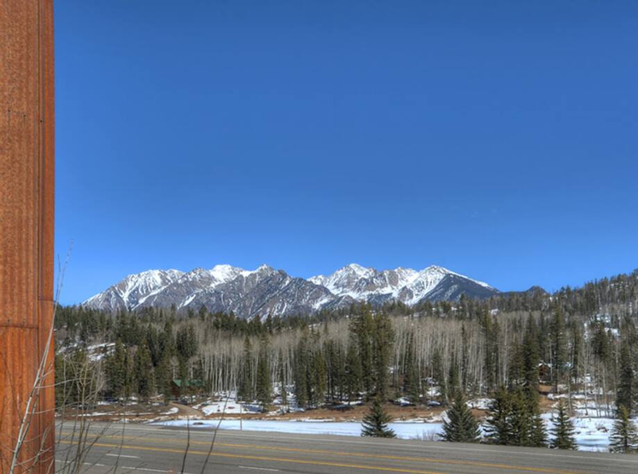 Mountain view from entrance to condos at Durango Colorado vacation rental home at Silverpick Condominiums