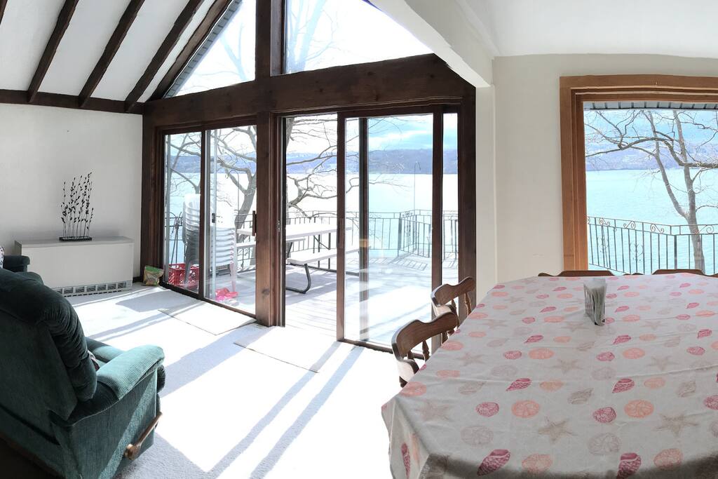 Main level living space view of the lake.