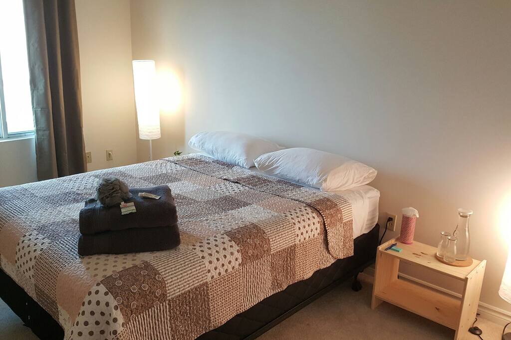 Bedroom with New Queen mattress!
