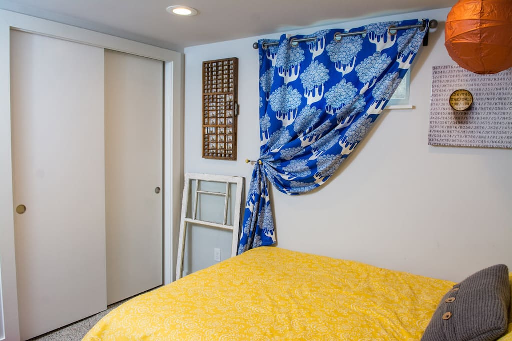 Right side of closet is available for you to hang items