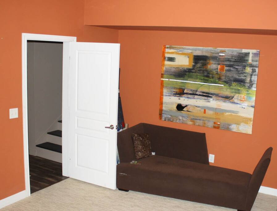 Couch for lounging in the private suite