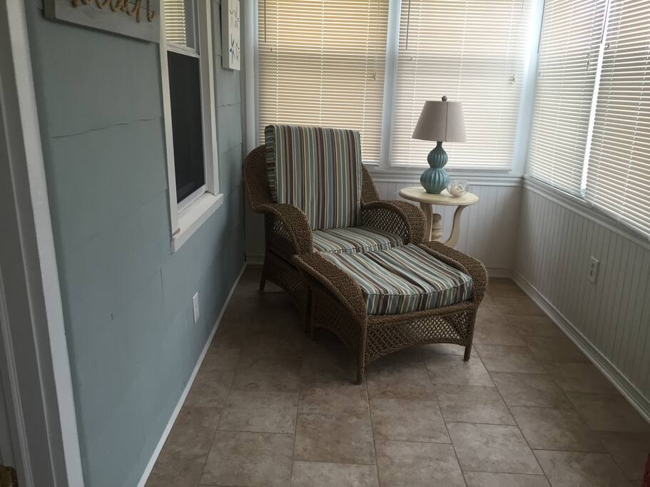 Porch for relaxing or reading.