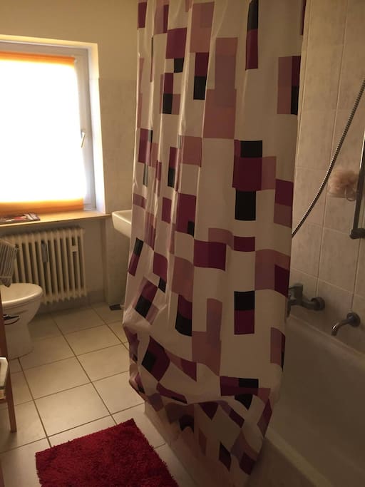 bathroom with shower and bathtub